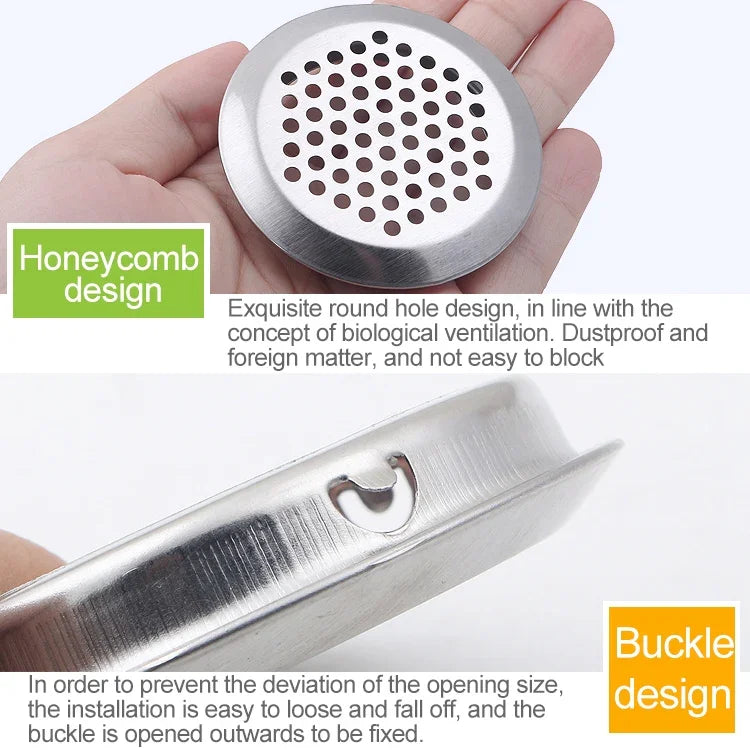 10pcs Flat Surface 25mm Cabinet Round Air Vent Stainless Steel Louvered Grille Cover Vents with Little Holes, 25mm Flat