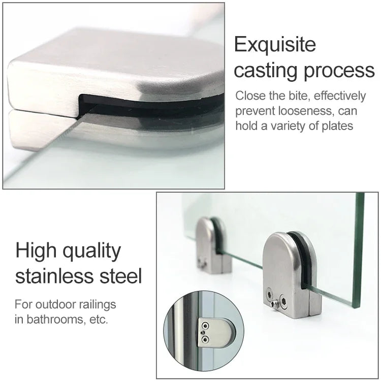 5-8mm Concave Curved Bottom Matte Polished  201 Stainless Steel Fixed Clip Railing Glass Wood Layer Board Clamp Bracket, 5-8mm, Curved Bottom, 201 Stainless Steel