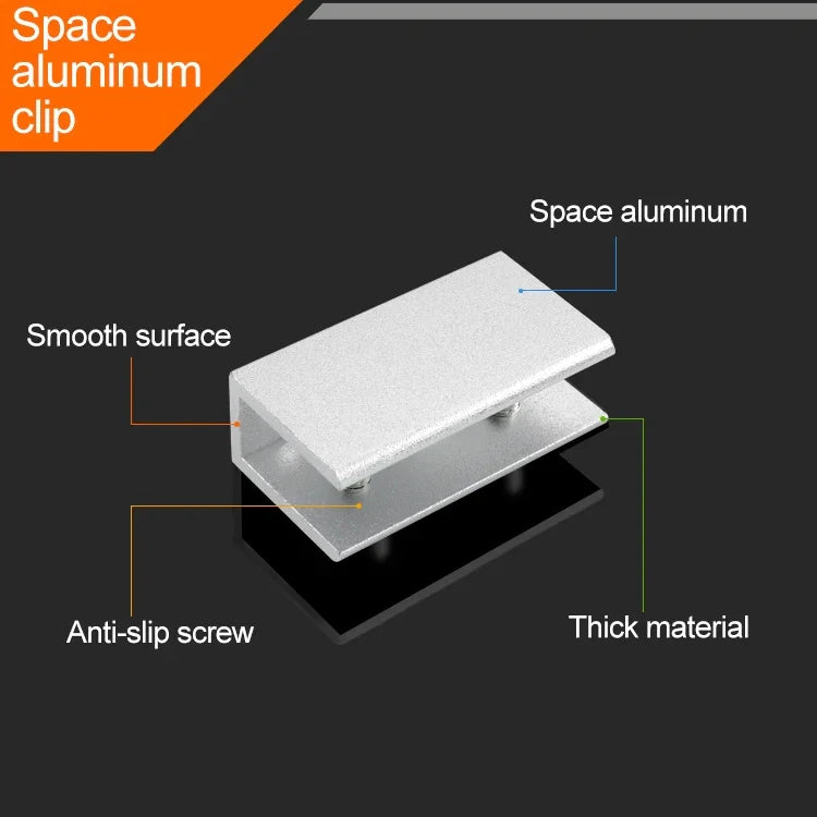 Double Hole Aluminum Alloy Glass Fixing Clip, L, 16mm, L, 16mm