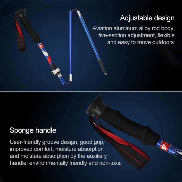 5 Node Portable Foldable Aluminium Alloy Alpenstocks Trekking Poles, Folding Length : 28.5CM, Folding Length : 28.5CM (Black), Folding Length : 28.5CM (Green), Folding Length : 28.5CM (Blue), Folding Length : 28.5CM (Red)