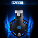 KOTION EACH G2000 Over-ear Game Gaming Headphone Headset Earphone Headband with Mic Stereo Bass LED Light for PC Gamer,Cable Length: About 2.2m(White + Red), G2000