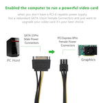 20cm SATA 15 Pin to 6 Pin PCI Express Graphics Video Card Sata Power Cable, SATA 15 Pin to 6 Pin Female