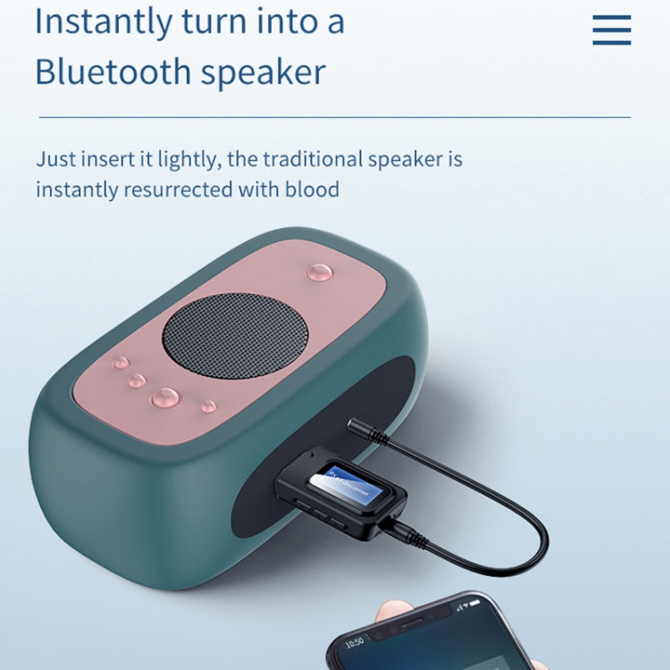 T11B 2 in 1 USB Bluetooth 5.0 Transmitter & Receiver Audio Adapter with LCD Screen, T11B