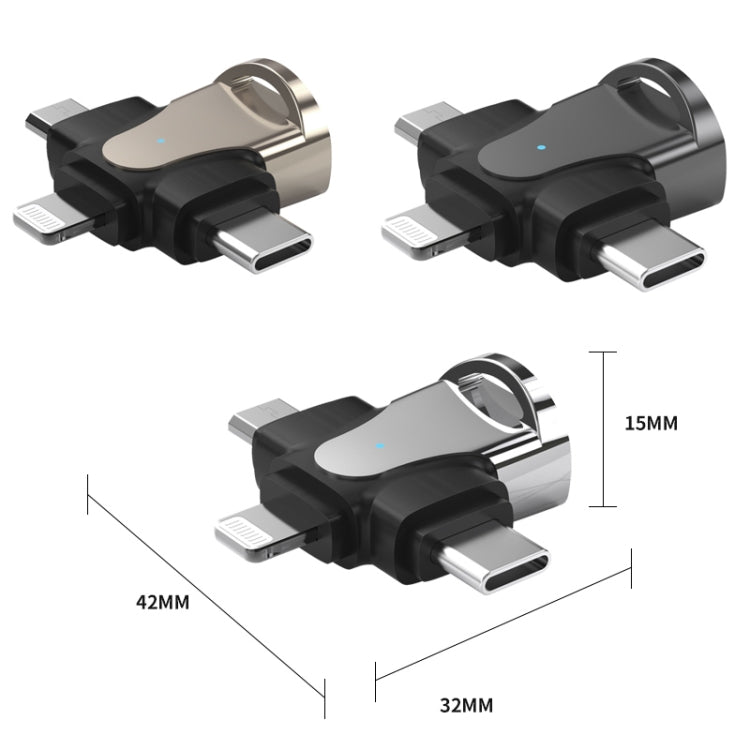 3 In 1 OTG Adapter, USB to Type-C / Micro USB / 8 Pin