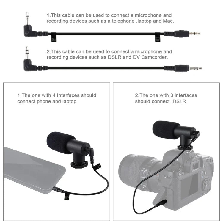 PULUZ U/C Shape Portable Handheld DV Bracket Stabilizer + LED Studio Light + Video Shotgun Microphone Kit with Cold Shoe Tripod Head  for All SLR Cameras and Home DV Camera, Bracket Kits + Mic + LED