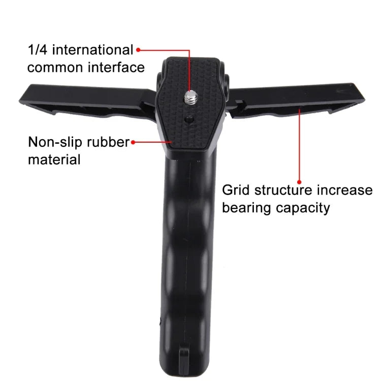 PULUZ Grip Folding Tripod Mount with Adapter & Screws for DJI, Insta360, GoPro and Other Action Cameras, Load Max: 2kg, Load Max: 2kg