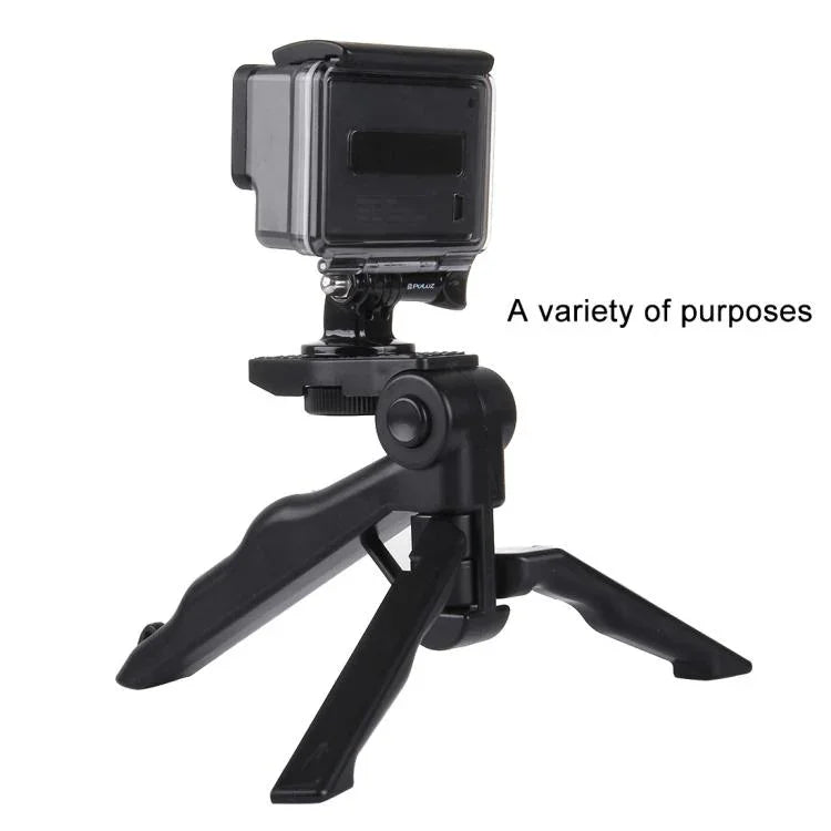 PULUZ Grip Folding Tripod Mount with Adapter & Screws for DJI, Insta360, GoPro and Other Action Cameras, Load Max: 2kg, Load Max: 2kg