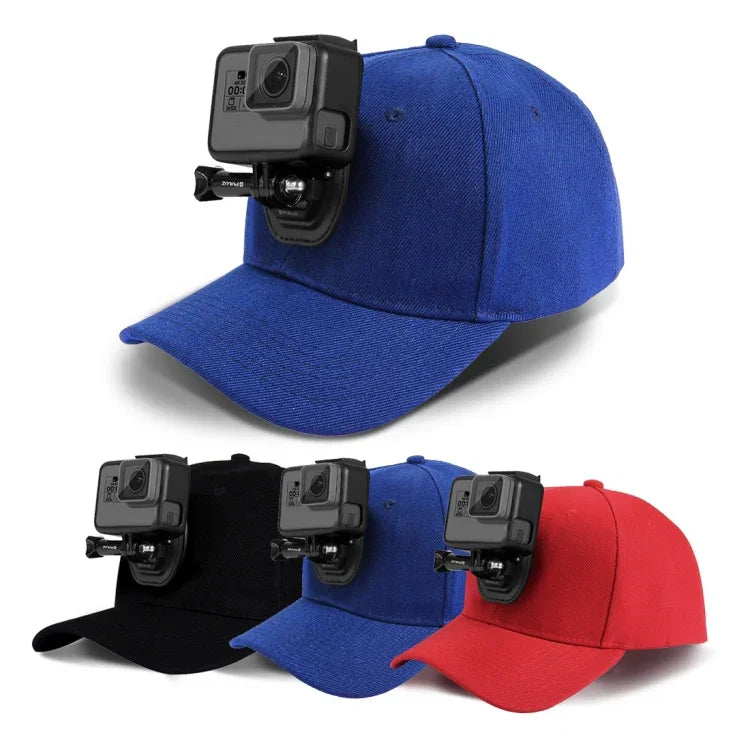 PULUZ Baseball Hat with J-Hook Buckle Mount & Screw for GoPro, DJI OSMO Action and Other Action Cameras, Baseball Hat Black Color, Baseball Hat Red Color, Baseball Hat Dark Blue Color