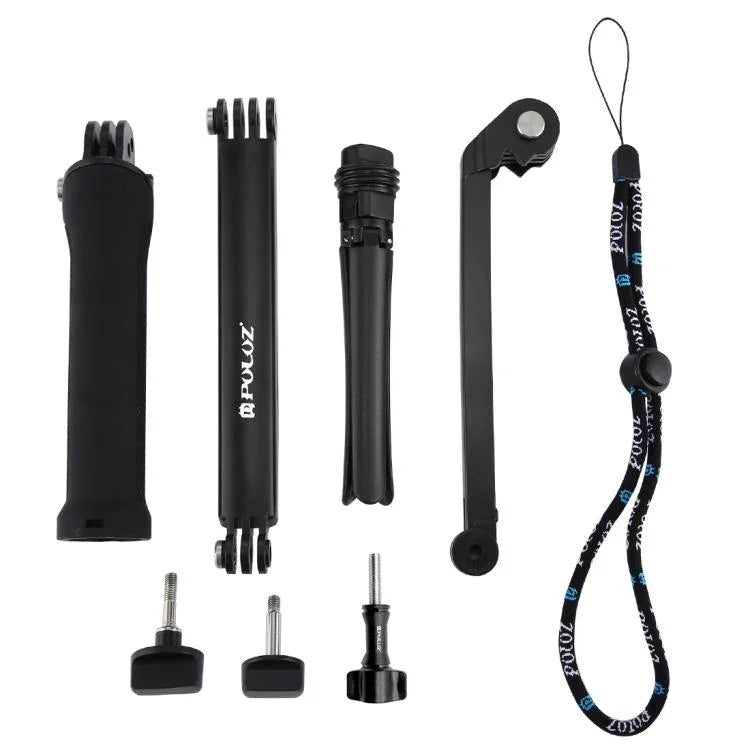 PULUZ 3-Way Grip Foldable Tripod Selfie-stick Extension Monopod for GoPro, Insta360 ONE R, DJI Osmo Action and Other Action Cameras, Length: 20-58cm, Length: 20-58cm