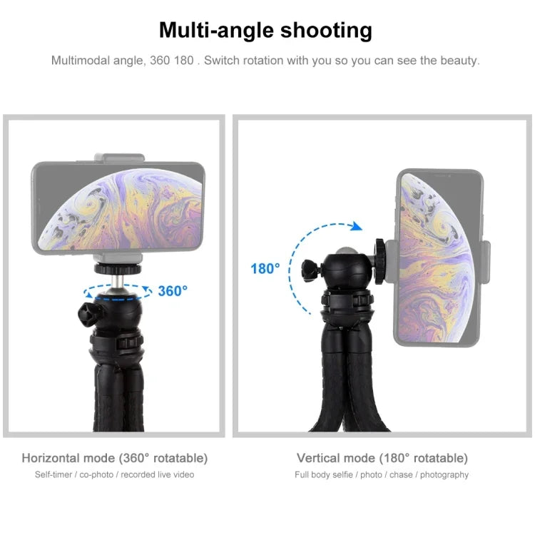 PULUZ Mini Octopus Flexible Tripod Holder with Ball Head for SLR Cameras, DJI, Insta360, GoPro and Other Action Cameras, Cellphone, Size:30cmx5cm, 30cm Tripod