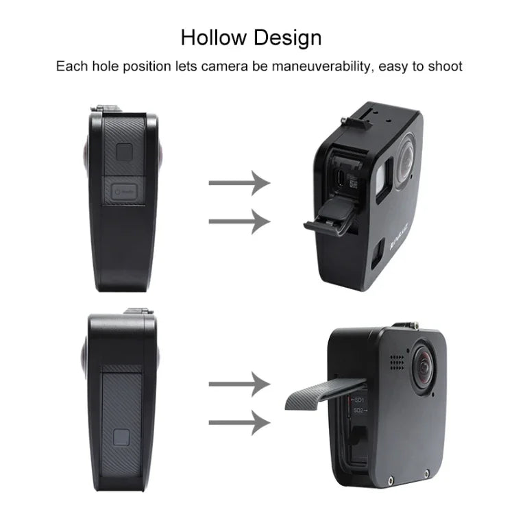 PULUZ for GoPro Fusion Housing Shell CNC Aluminum Alloy Protective Cage with Basic Mount & Lens Caps, For GoPro Fusion