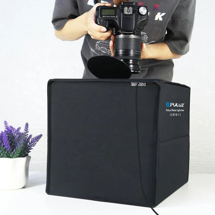 PULUZ 30cm Folding Ring Light Photo Lighting Studio Shooting Tent Box Kit with 6 Colors Black / White / Orange / Red / Green / Blue Backdrops, 30cm Box Black