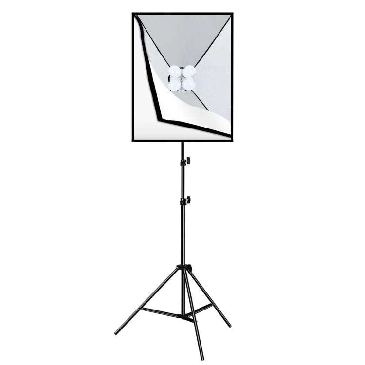 PULUZ 50x70cm Studio Softbox + 2m Tripod Mount + 4 x 220V E27 20W 5700K White Light LED Light Bulb Photography Lighting Kit, 4 x Bulb EU Plug, 4 x Bulb US Plug
