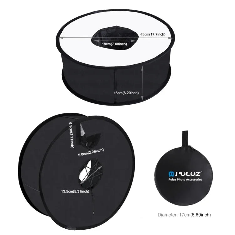 PULUZ 45cm Round Style Macro and Portrait Softbox SpeedLite Flash Light Foldable Diffuser, 45cm Round