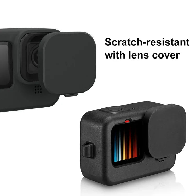 PULUZ for GoPro HERO12 Black /11 Black /10 Black /9 Black Silicone Protective Case Cover with Wrist Strap & Lens Cover, For GoPro HERO9 Black