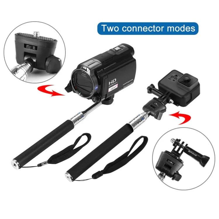 PULUZ Extendable Handheld Selfie Monopod for DJI, Insta360, GoPro and Other Action Cameras, Length: 22.5-80cm, Length: 22.5-100cm