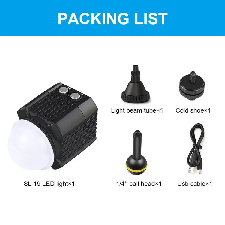 PULUZ 60m Underwater LED Photography Fill Light 7.4V/1100mAh Diving Light for GoPro, Insta360, DJI and Other Action Cameras, 7.4V/1100mAh