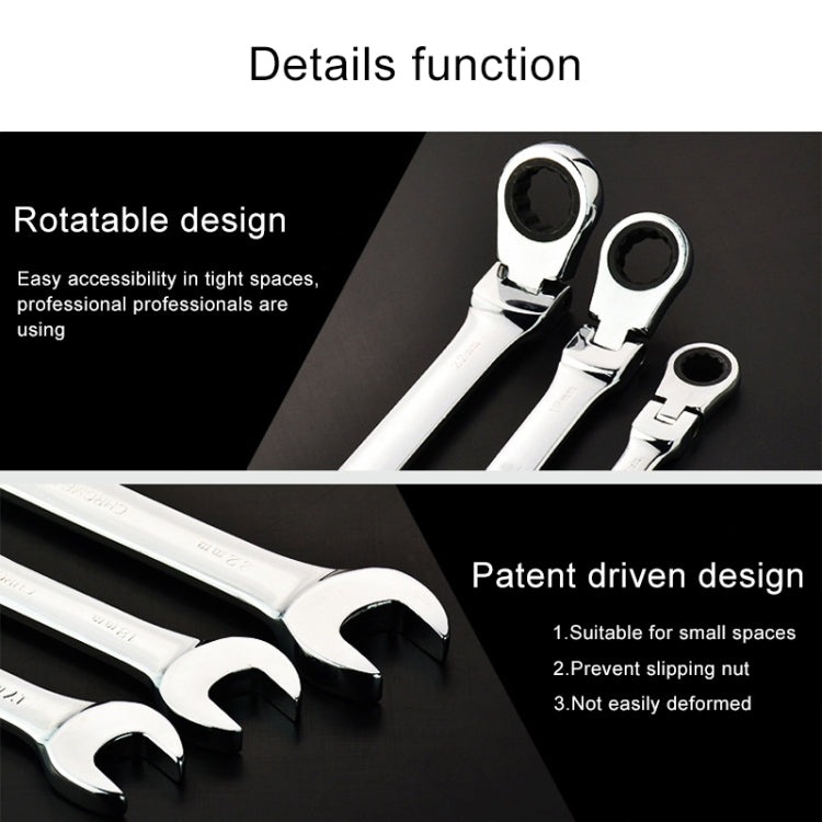 8mm Dual-use Opening Plum Ratcheting Angled Wrench , Length: 13.8cm, 8mm