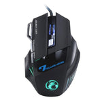 7 Buttons with Scroll Wheel 5000 DPI LED Wired Optical Gaming Mouse for Computer PC Laptop, X7 7 Buttons (Black)