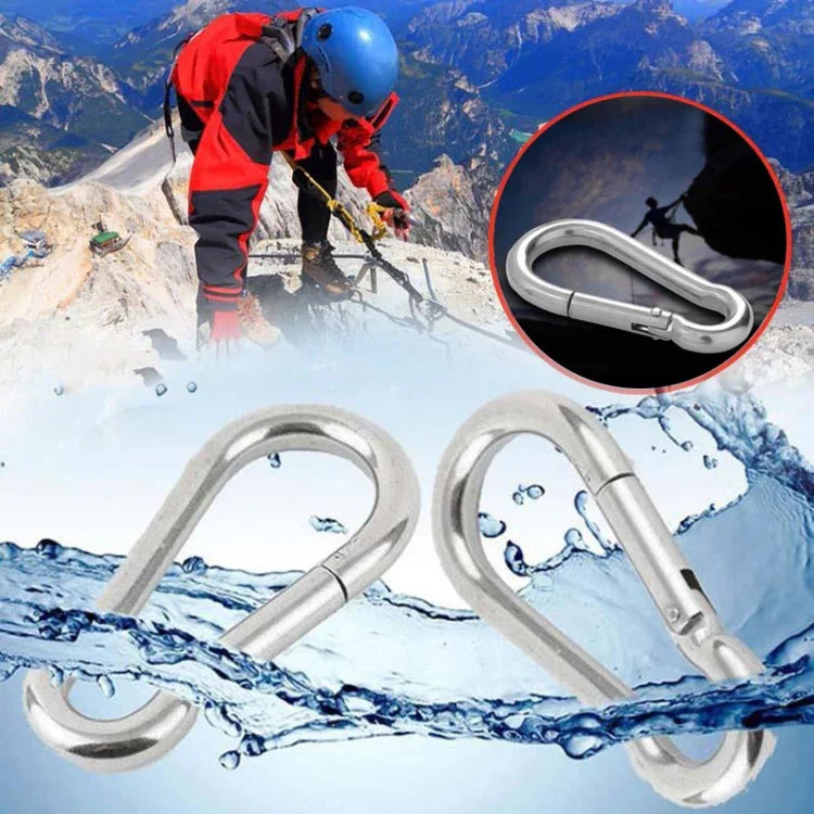 M6 Stainless Steel Carabiner Spring Hook Multi-tool Mountaineering Buckle Lock Camping Hook Rope, Inner Diameter: 5.8mm, M6