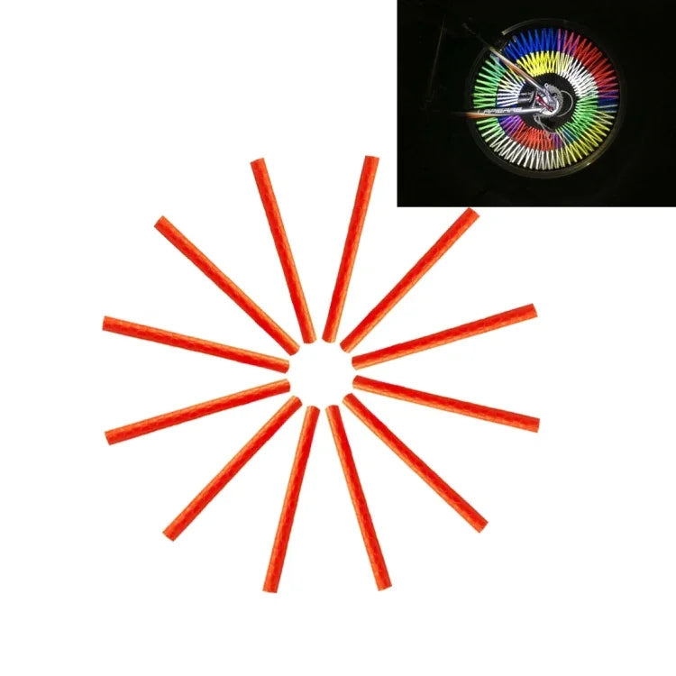 OQSPORT 12 PCS Bicycle Wheel Spoke Reflector Reflective Mount Clip Tube Warning Light Strip