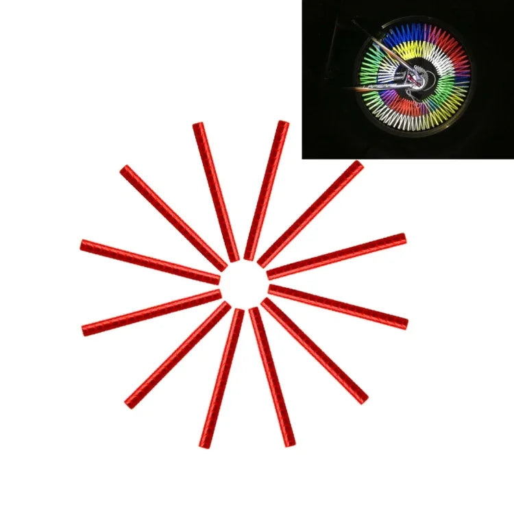 OQSPORT 12 PCS Bicycle Wheel Spoke Reflector Reflective Mount Clip Tube Warning Light Strip