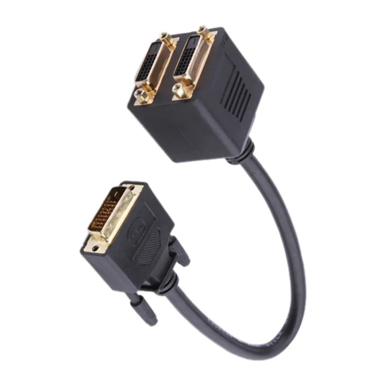 24+1 DVI Male to 2 DVI Female Cable Adapter, Length: 30cm, 2 DVI 24+1 Pin Female