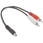 3.5mm female stereo jack to 2 male RCA plugs cable, Length: 38cm, 3.5mm to 2 RCA Male