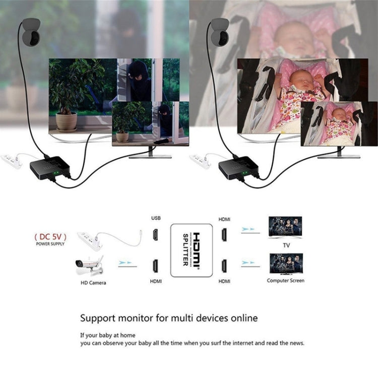Mini Full HD 4K 1x2 HDMI 3D V1.4b Splitter for HDTV / STB/ DVD / Projector / DVR, HDMI V1.4b