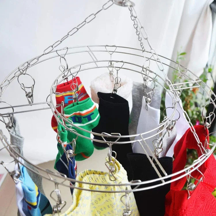 Round Stainless Steel Clothes Clip Hanger with 20 Clips, 20 Clips Hanger