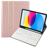 For iPad 11 2025 / 10th Gen 10.9 2022 A10B-A Lambskin Texture Bluetooth Touch Keyboard Leather Tablet Case with Pen Slot, A10B-A