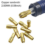 10 PCS Three-claw Copper Clamp Nut for Electric Mill Fittings，Bore diameter: 2.0mm, Bore diameter: 2.0mm