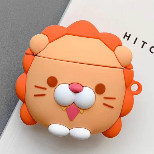 For Apple AirPods 1/2 Generation Universal Wireless Lion And Dinosaur Headphone Holder Bluetooth  Protective Case, Lion, Dinosaur