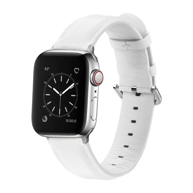 For Apple Watch Series 5 & 4 44mm 3 & 2 & 1 42mm Round Hole Leather Strap