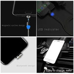 3 in 1 USB to 8 Pin + Type-C/USB-C + Micro USB Magnetic Metal Interface Nylon Braided Charging Cable, Length: 1m