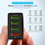 2 in 1 1m USB to 8 Pin Data Cable + 30W QC 3.0 4 USB Interfaces Mobile Phone Tablet PC Universal Quick Charger Travel Charger Set, EU Plug, 8 Pin Set EU Plug