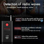 Image showing mini wireless camera detector with features for detecting radio waves and eavesdropping devices.
