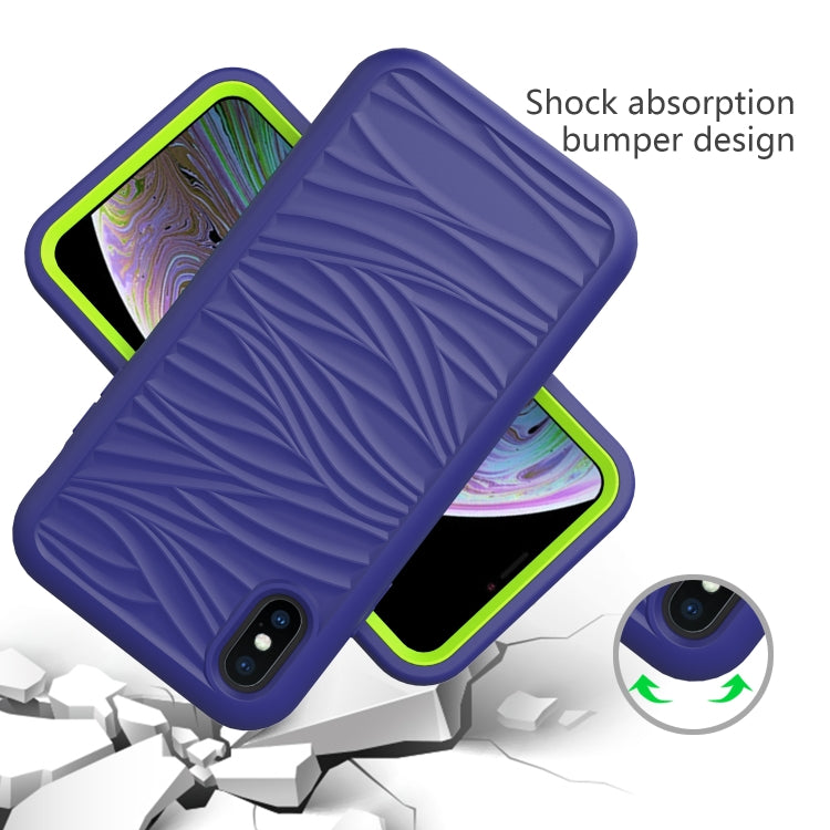 For iPhone XR Wave Pattern 3 in 1 Silicone+PC Shockproof Protective Case