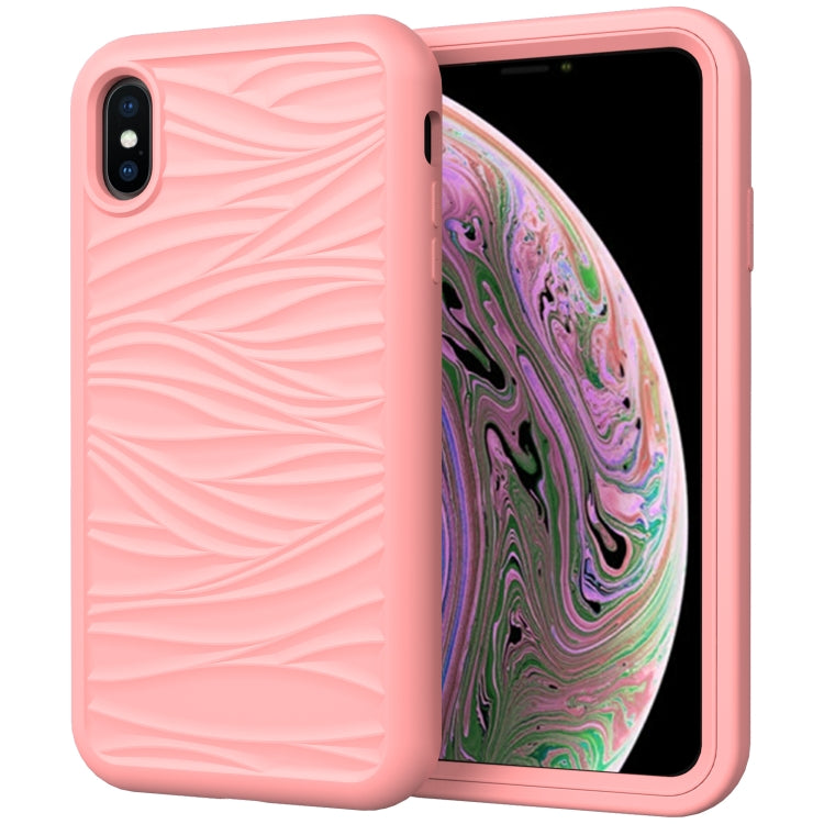 For iPhone XS Max Wave Pattern 3 in 1 Silicone+PC Shockproof Protective Case