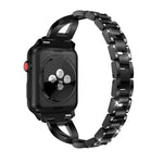X-shaped Diamond-studded Solid Stainless Steel Wrist Strap Watch Band for Apple Watch Series 3 & 2 & 1 38mm