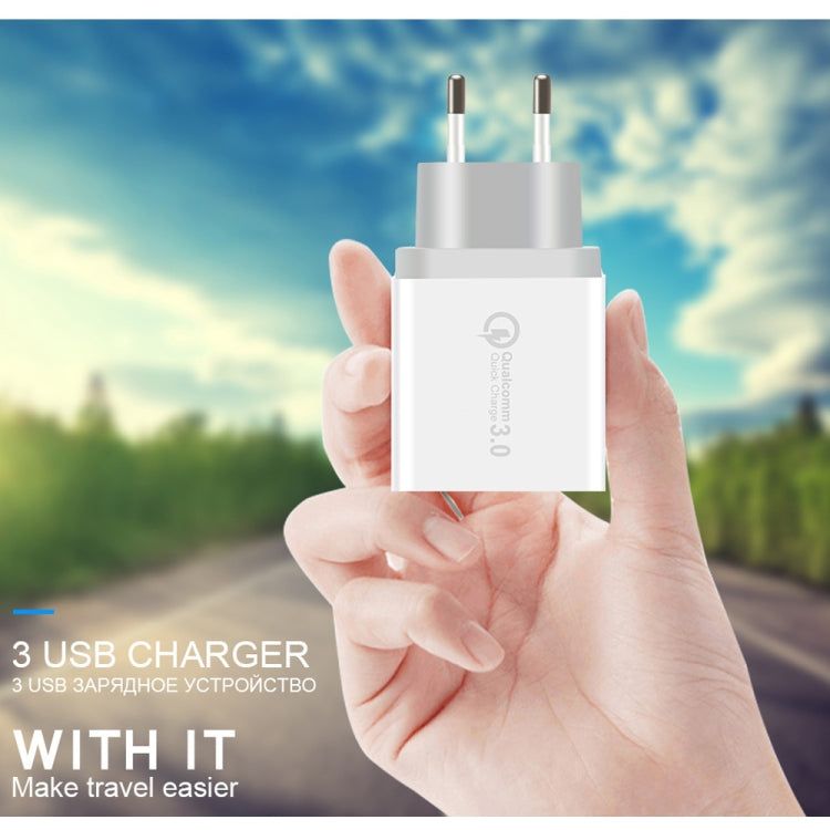 SDC-30W 30W QC 3.0 USB + 2.4A Dual USB 2.0 Ports Mobile Phone Tablet PC Universal Quick Charger Travel Charger, EU Plug, EU Plug