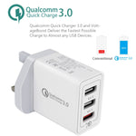 SDC-30W 30W QC 3.0 USB + 2.4A Dual USB 2.0 Ports Mobile Phone Tablet PC Universal Quick Charger Travel Charger, UK Plug, UK Plug