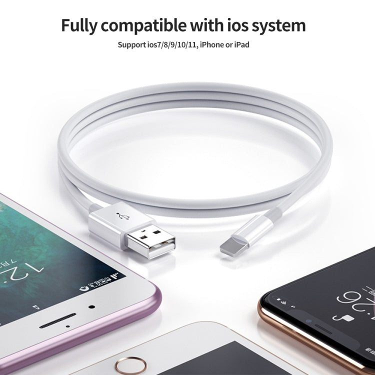 XJ-017 3A USB Male to 8 Pin Male Fast Charging Data Cable,  Length: 1m, 1m