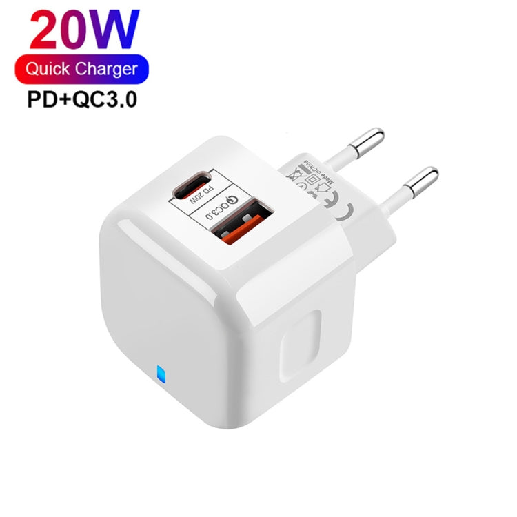 YSY-6087PD 20W PD3.0 + QC3.0 Dual Fast Charge Travel Charger with USB to Micro USB Data Cable, EU Plug, US Plug, UK Plug