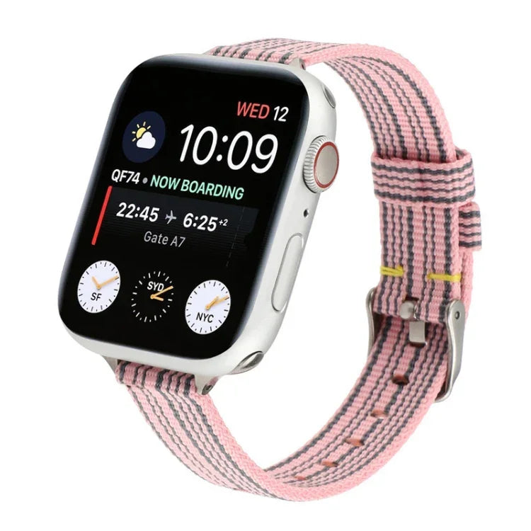 Woven Canvas Nylon Wrist Strap Watch Band, For Series 7 41mm / 6 & SE & 5 & 4 40mm / 3 & 2 & 1 38mm, For Series 7 45mm / 6 & SE & 5 & 4 44mm / 3 & 2 & 1 42mm