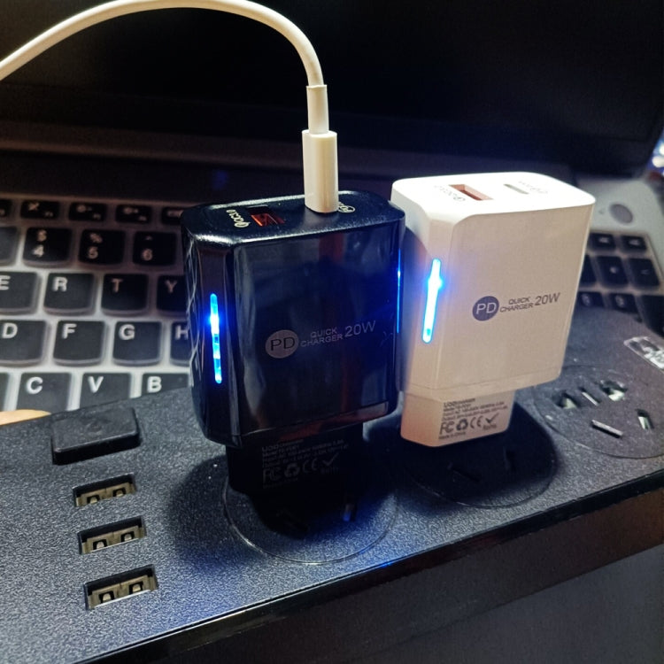TE-PD01 PD 20W + QC3.0 USB Dual Ports Quick Charger with Indicator Light, US Plug, US Plug