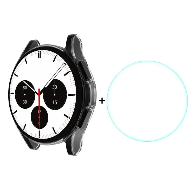 ENKAY Hat-Prince Full Coverage Transparent Soft Case TPU HD Clear Cover + Tempered Glass Protector, For Samsung Galaxy Watch4 Classic 42mm, For Samsung Watch4 Classic 46mm