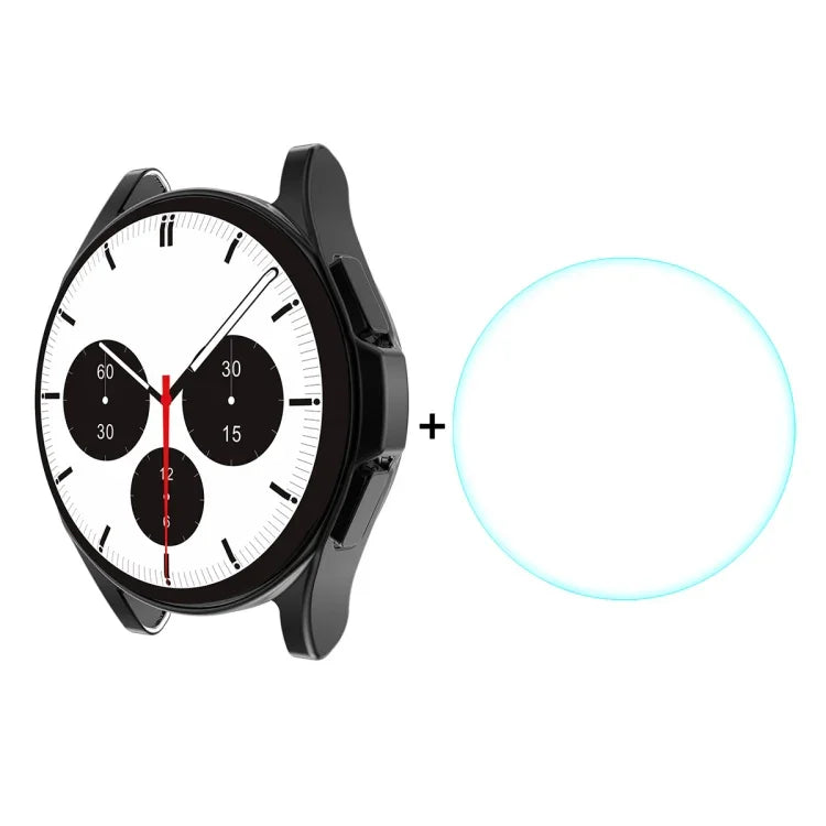 ENKAY For Samsung Galaxy Watch4 Classic 42mm ENKAY Hat-Prince Full Coverage Electroplate Soft Case TPU HD Clear Cover + Tempered Glass Protector, For Samsung Galaxy Watch4 Classic 42mm
