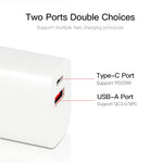 CS-20W Mini Portable PD3.0 + QC3.0 Dual Ports Fast Charger with 3A USB to Type-C Data Cable, Charger + USB to Type-C Cable