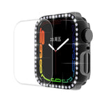 ENKAY Hat-Prince Electroplate PC Diamond Watch Case + Full Coverage Curved PET Screen Protector Film For Apple Watch Series 7 41mm